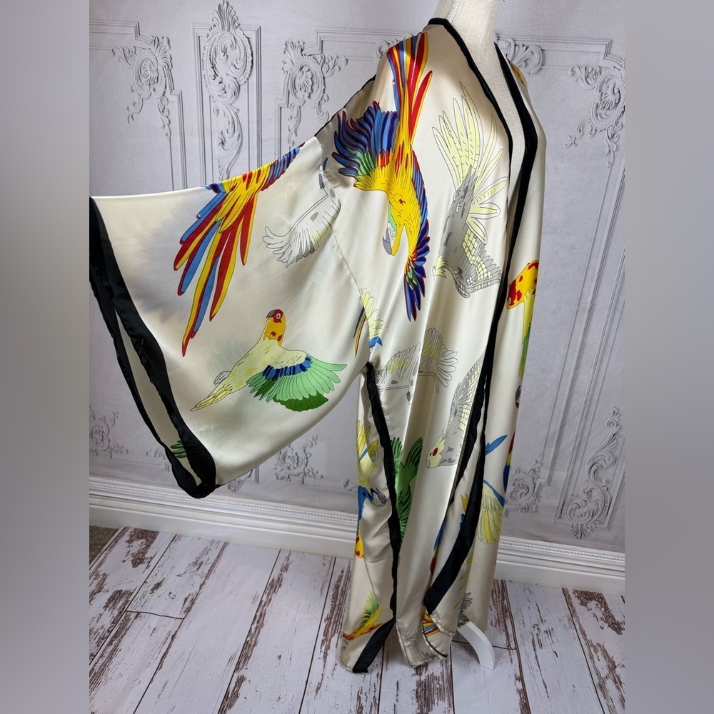 Elegant Multicolor Kimono Kaftan Lounging Duster Robe - Picture 7 of 15